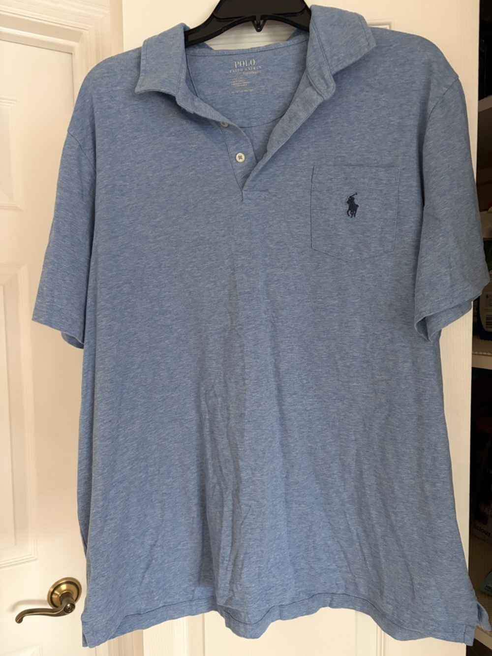 Polo by Ralph Lauren Short-Sleeve Pocket Polo in Heather Blue